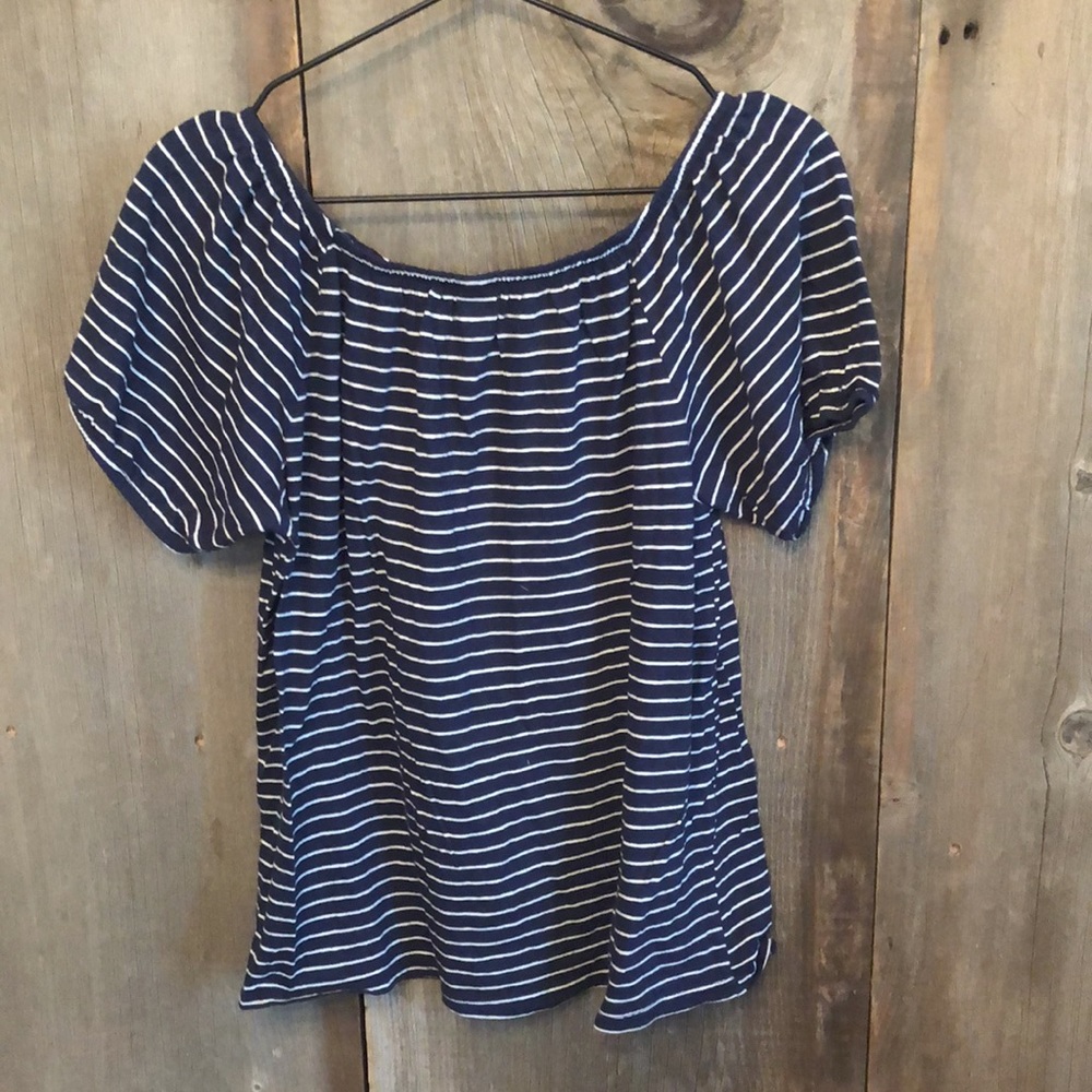Old Navy Cotton Short Sleeve Navy Stripe Top Small Women’s - Picture 3 of 10